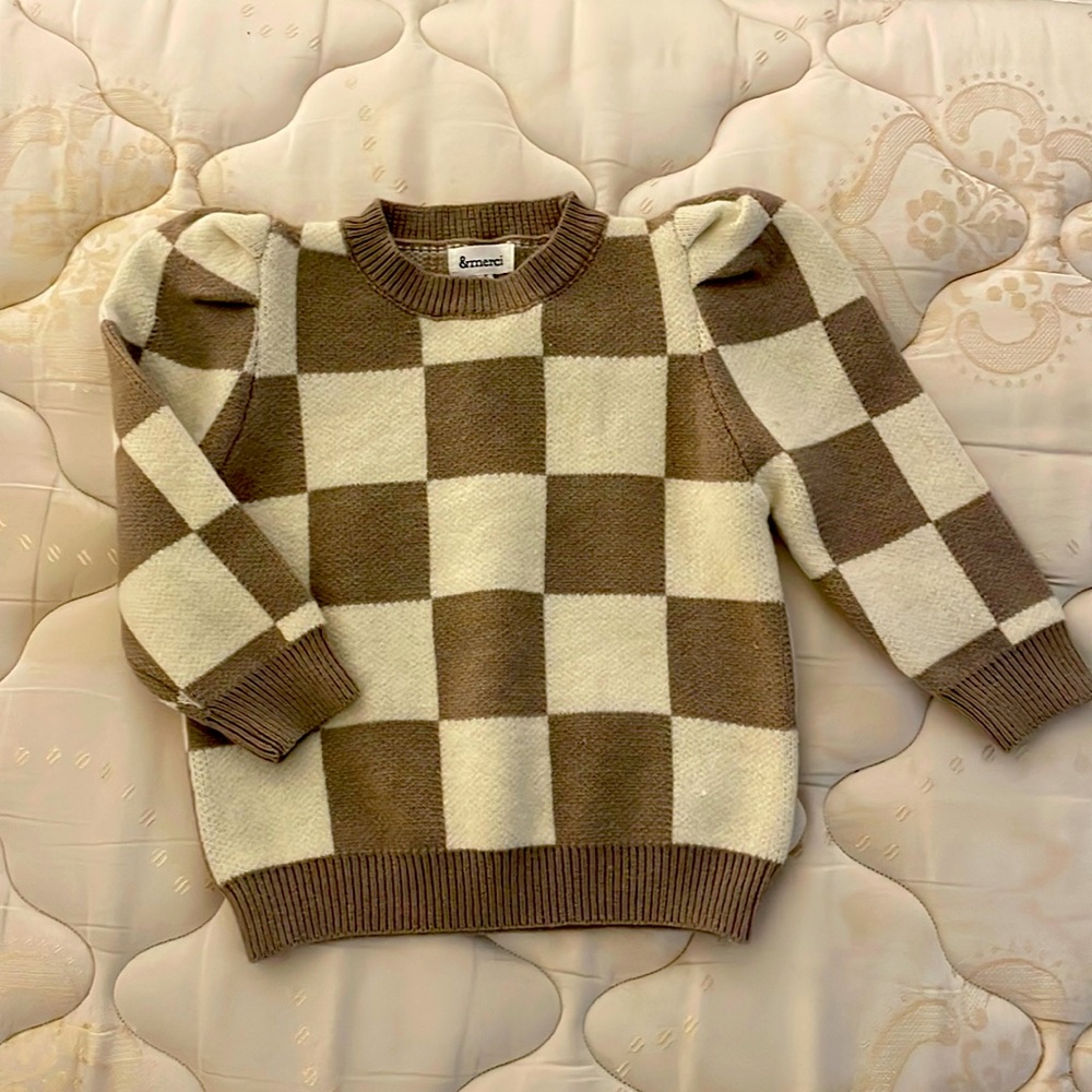 &merci Beige and Cream Puff-Shoulder Sweater
